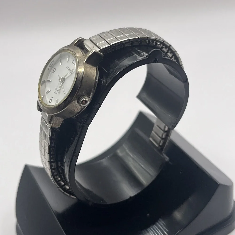 Carriage by Timex Watch Women Silver Tone Stretch‎ Band Round 30M WR- Working